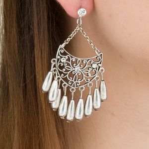 SILVER DANGLE EARRINGS WITH STONE ACCENTS
